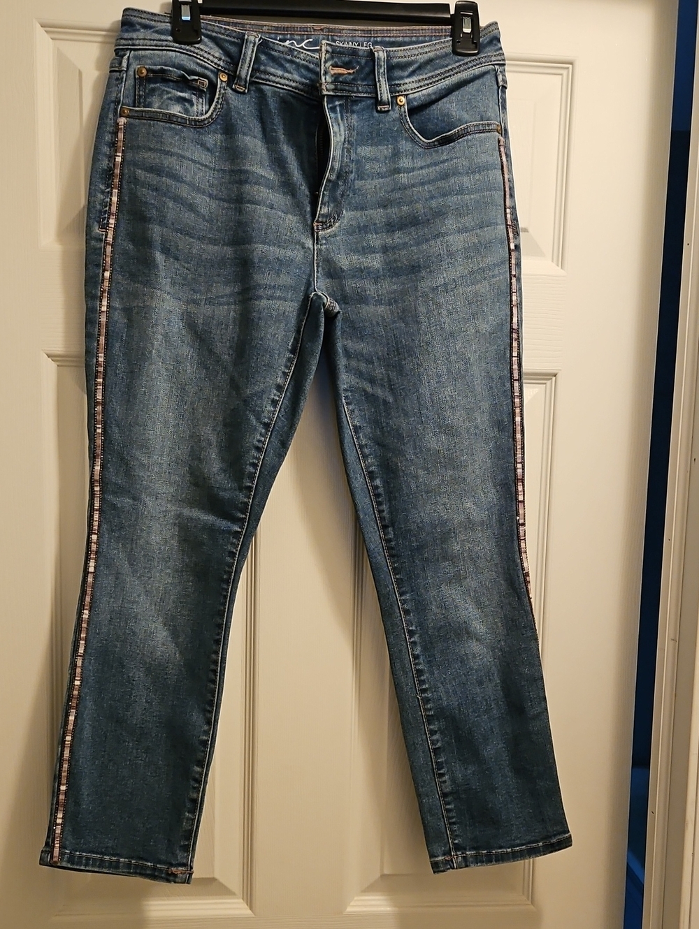 INC International Concepts Medium Blue Ankle Jeans with Side Stripe